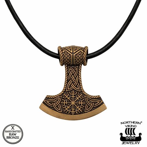 Pronssinen Viikinkikoru Algiz Axehead Northern Viking Jewelry®.