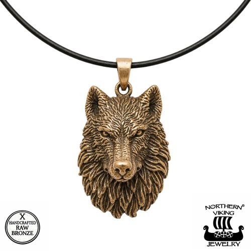 Pronssinen Viikinkikoru Sudenpää Riipus Northern Viking Jewelry®.