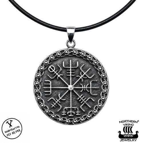 Northern Viking Jewelry® 925-Hopea Vegvisir-Riipus.