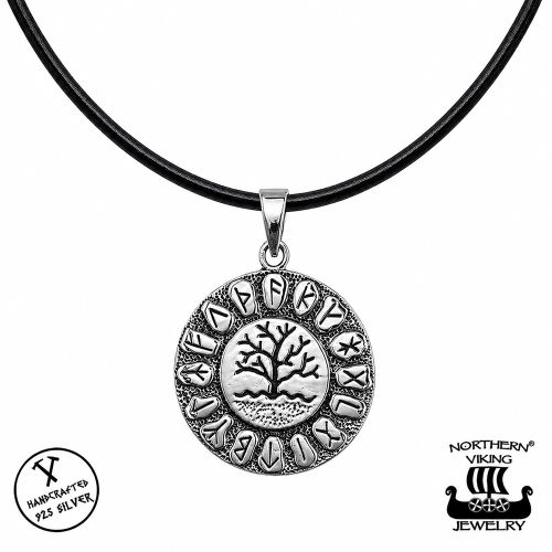 Northern Viking Jewelry® 925-Hopea Riimu Tree Of Life-Riipus.