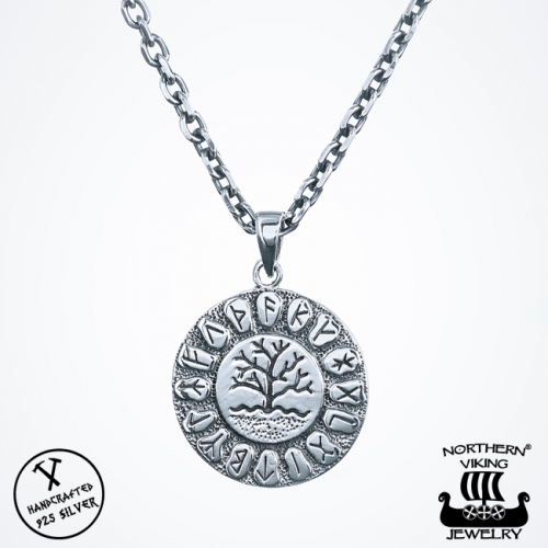 Northern Viking Jewelry® 925-Hopea Riimu Tree Of Life-Riipus