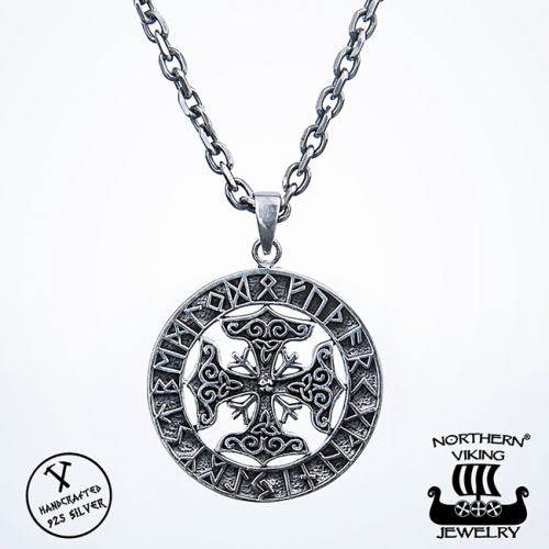 Northern Viking Jewelry® 925-Hopeariipus Neljä Thorin Vasaraa