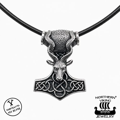 Northern Viking Jewelry® 925-Hopeariipus Goat Thorin Vasara.