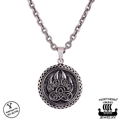 Northern Viking Jewelry® 925-Hopeariipus Karhun Käpälä