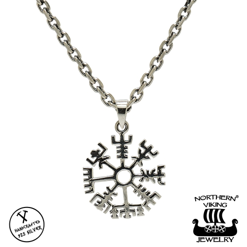 Northern Viking Jewelry® 925-Hopeariipus "Silver Vegvisir"