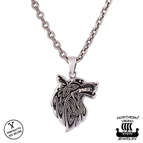 Northern Viking Jewelry® 925-Hopeariipus "Fenrir Wolf"