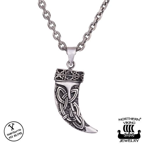 Northern Viking Jewelry® 925-Hopeariipus "Fenrir Sudenhammas Riipus"