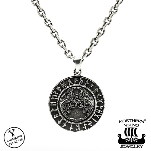 Northern Viking Jewelry® 925-Hopeariipus "Odinin Korpit Hugin & Munin