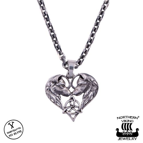 Northern Viking Jewelry® 925-Hopeariipus "Heart Wolf"