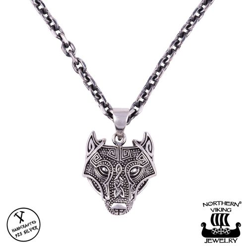 Northern Viking Jewelry® 925-Hopeariipus "Guardian Wolf"