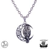 Northern Viking Jewelry® 925-Hopeariipus "Moon Raven And Star"