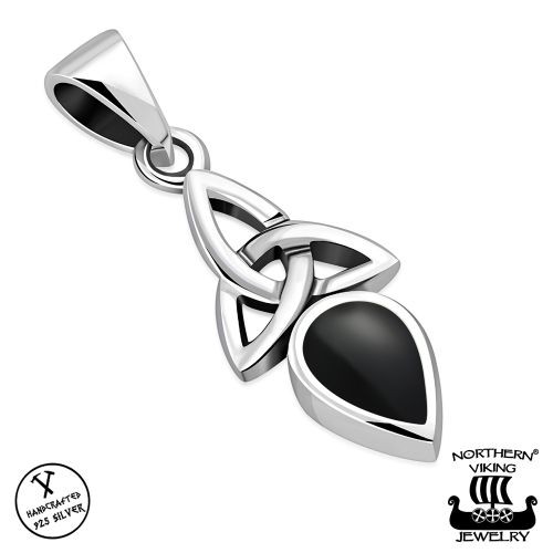 Kelttikorut Hopea Northern Viking Jewelry® Kaulakoru Black Onyx Trinity Knot.