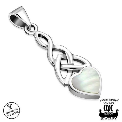 Kelttikorut Hopea Northern Viking Jewelry® Kaulakoru Heart Celtic Trinity Mother of Pearl.