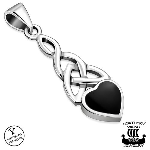 Kelttikorut Hopea Northern Viking Jewelry® Kaulakoru Heart Celtic Trinity Black Onyx.