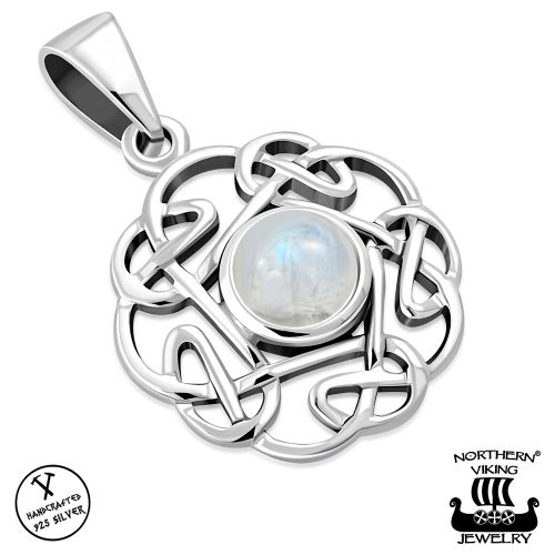Kelttikorut Hopea Northern Viking Jewelry® Kaulakoru Round Celtic Knot Moonstone.