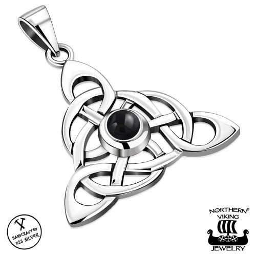 Kelttikorut Hopea Northern Viking Jewelry® Kaulakoru Triquetra Black Onyx.