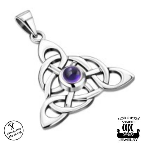 Kelttikorut Hopea Northern Viking Jewelry® Kaulakoru Triquetra Ametisti.