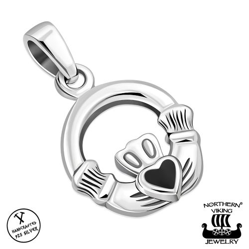 Kelttikorut Hopea Northern Viking Jewelry® Kaulakoru Tiny Claddagh Black Onyx.