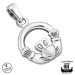Kelttikorut Hopea Northern Viking Jewelry® Kaulakoru Tiny Claddagh Mother of Pearl.