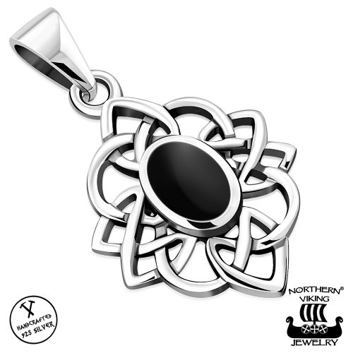 Kelttikorut Hopea Northern Viking Jewelry® Kaulakoru Black Onyx Celtic Knot.