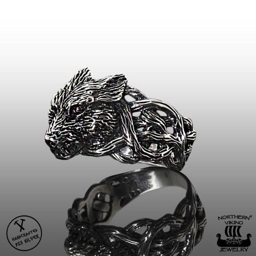 925-Hopea Fenrir Wolf-Sormus, Northern Viking Jewelry®