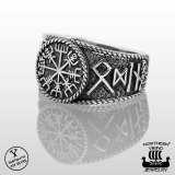 925-Hopea Riimu Vegvisir-Sormus, Northern Viking Jewelry®