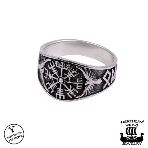 Northern Viking Jewelry® Naisten Hopeasormus "Vegvisir"