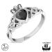 Northern Viking Jewelry® Naisten Hopeasormus Black Onyx Claddagh.