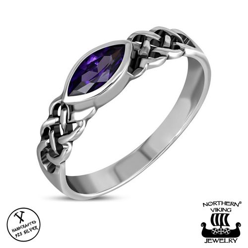 Northern Viking Jewelry® Naisten Hopeasormus Amethyst CZ.