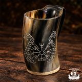 Horn Mug Viikinkimuki Vegvisir & Fafnir Northern Viking Jewlery.