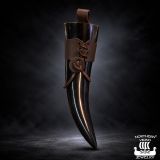 Juomasarvi nahkaisella ruskealla vyöpidikkeellä Viikinkien Drinking Horn Northern Viking jewelry.