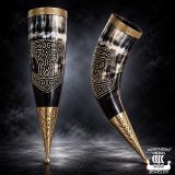 Juomasarvi messinkikoristeilla Thorin Vasara Northern Viking Jewelry®.