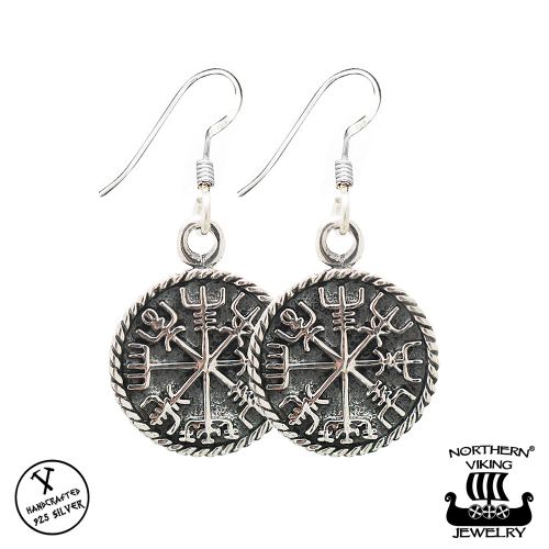 Northern Viking Jewelry® "925-Hopea Korvakorut Vegvisir"