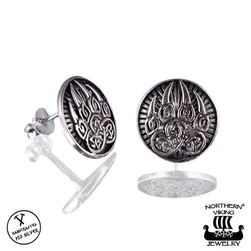 Northern Viking Jewelry® "925-Hopea Nappikorvakorut Karhun Käpälä"