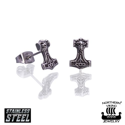 Northern Viking Jewelry® Steel Thor's Hammer-Korvakorut