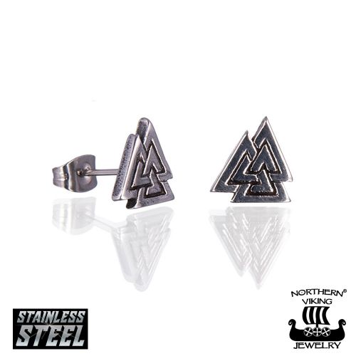 Northern Viking Jewelry® Steel Valknut-Korvakorut