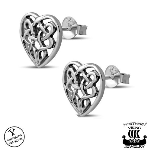 Northern Viking Jewelry®-Nappikorvakorut Celtic Knot Heart.