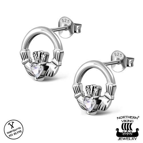 Northern Viking Jewelry® Korvakorut CZ Claddagh.