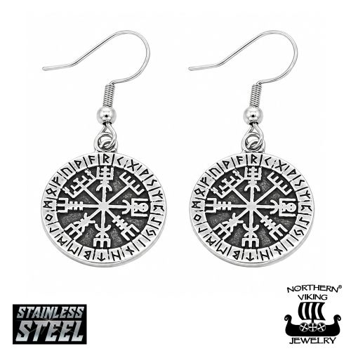 Vegvísir Riimukorvakorut Kirurginteräs Northern Viking Jewelry®.