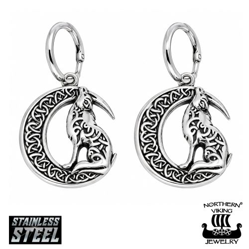 Korvarenkaat Moon Wolf Kirurginteräs Northern Viking Jewelry®.