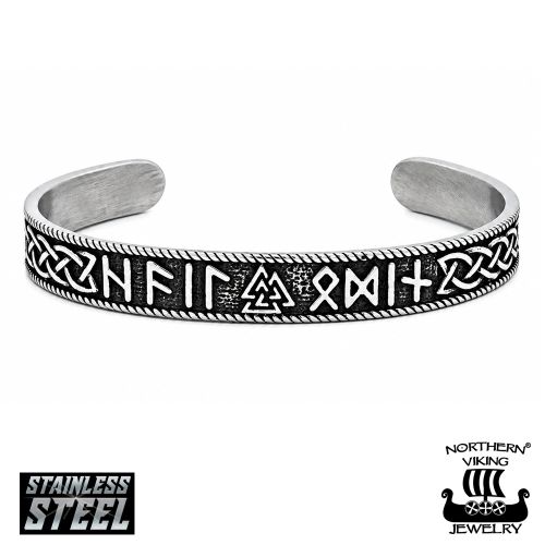 Kelttisolmu Riimurannekoru Kirurginteräs Northern Viking Jewelry® kuva 2.