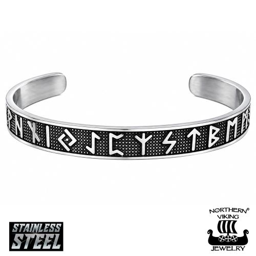 Viikinkien Riimurannekoru Kirurginteräs Northern Viking Jewelry®