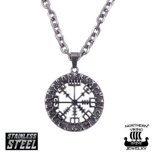 Northern Viking Jewelry®-Kaulakoru "6 mm Ankkuriketju + Vegvisir