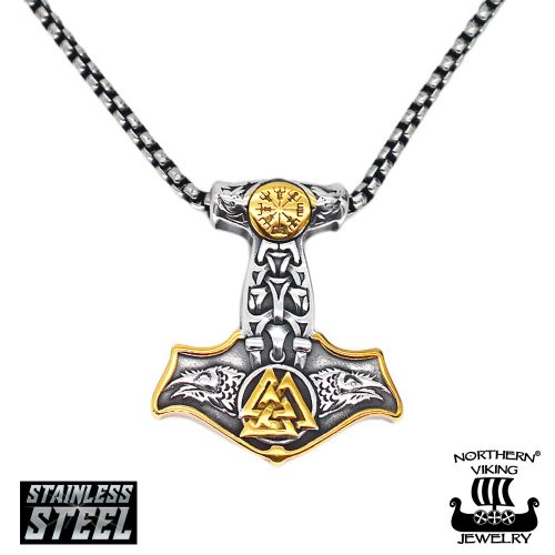 Thorin Vasara Vegvisr Valknut Kaulakoru Kulta Northern Viking Jewelry®.