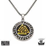 Valknut Riimu Kaulakoru Kulta Northern Viking Jewelry®.