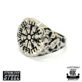 Sormus Northern Viking Jewelry Teräs Vegvisir Compass Ring.
