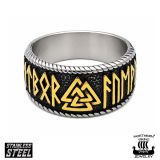 Northern Viking Jewelry® Steel Valknut Kulta Viikinkisormus.