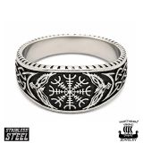 Northern Viking Jewelry® Helm of Awe Raven Ring.
