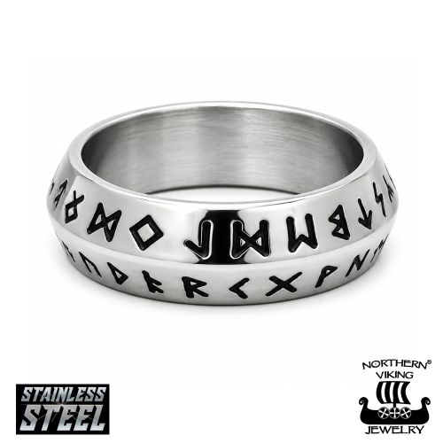 Viikinkien Riimusormus Kirurginteräs Northern Viking Jewelry®.