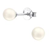 Pienet Helmi Korvakorut Hopea 3 mm ja 4 mm Cream Pearl.